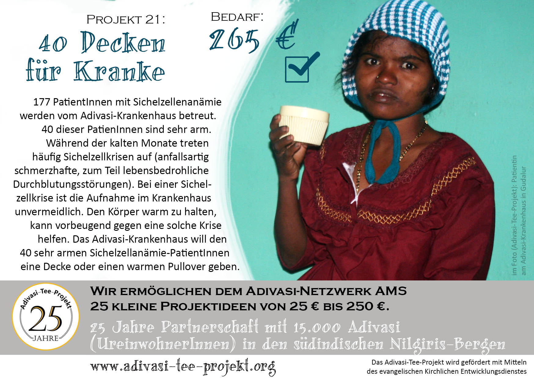 Projekt 21 40 Decken für Kranke